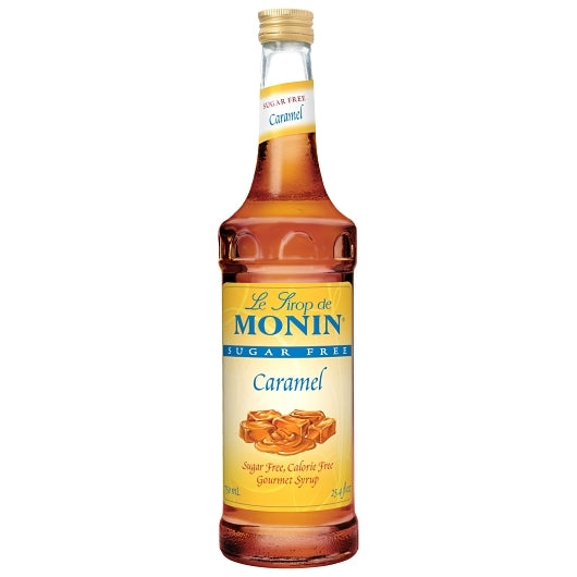 Monin Caramel Sugar Free Syrup, Glass, 750 Milliliter