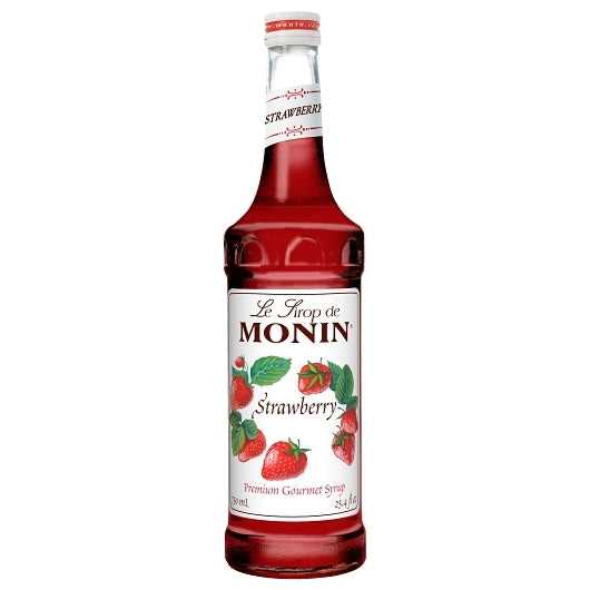 Monin Strawberry Flavor Syrup, Glass, 750 Milliliter