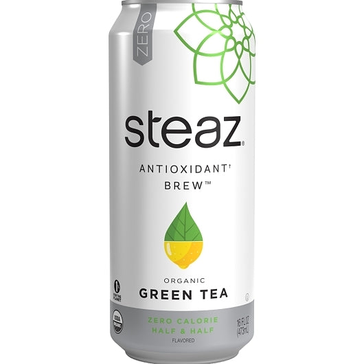 Steaz Organic Iced Green Tea Half And Half, 16 Fluid Ounce