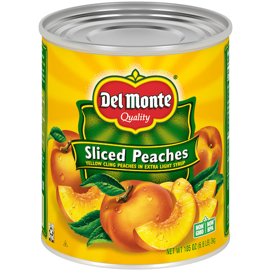 Del Monte Sliced Peaches In Extra Light Syrup, 105 Ounce
