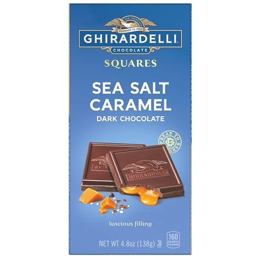 Ghirardelli Dark Chocolate Sea Salt Caramel Squares Bar, 0.3 Pound