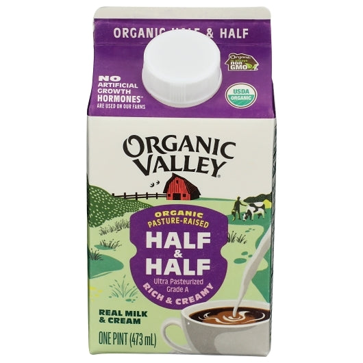 Organic Valley Ultra Pasteurized Organic Half And Half, 16 Fluid Ounce